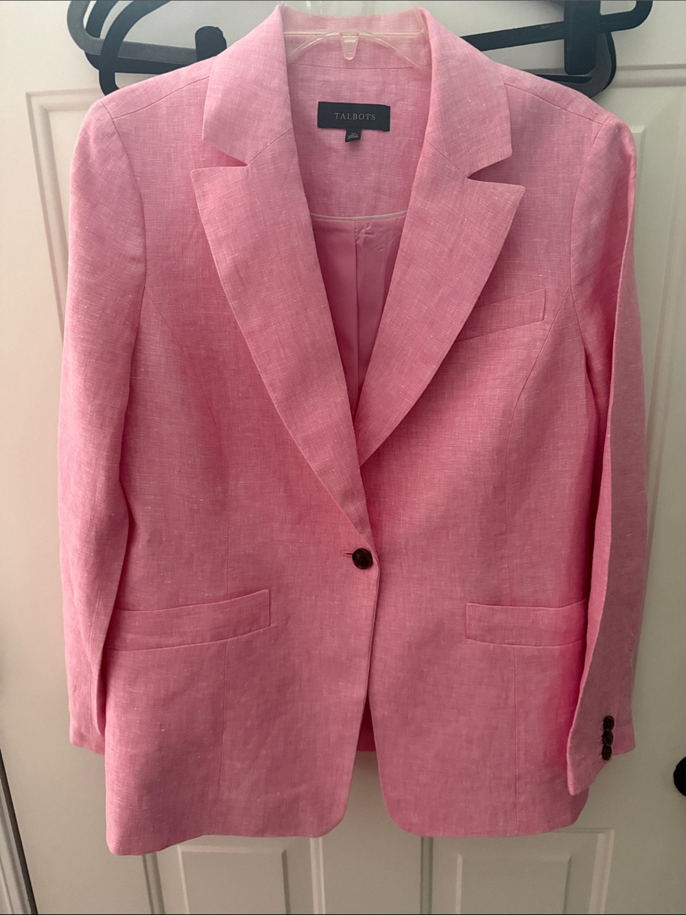Talbots Pink Notch Lapel Linen Blazer